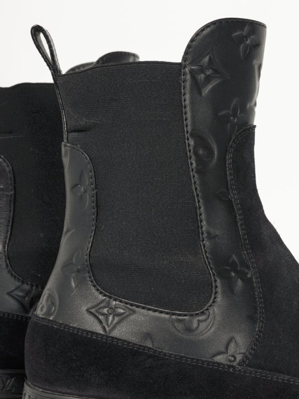 Louis Vuitton Laureate Black Suede & Monogram-Leather Platform Chelsea Boot - Picture 9 of 13